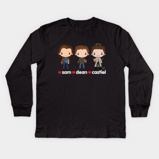 Love Sam, Dean & Castiel Kids Long Sleeve T-Shirt